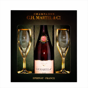 Champagne Martel Rose Brut Pack 2 Copas 75cl 12% (Estojo Dourado)